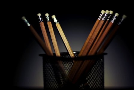 Wooden Pencils In Pencil Holder
