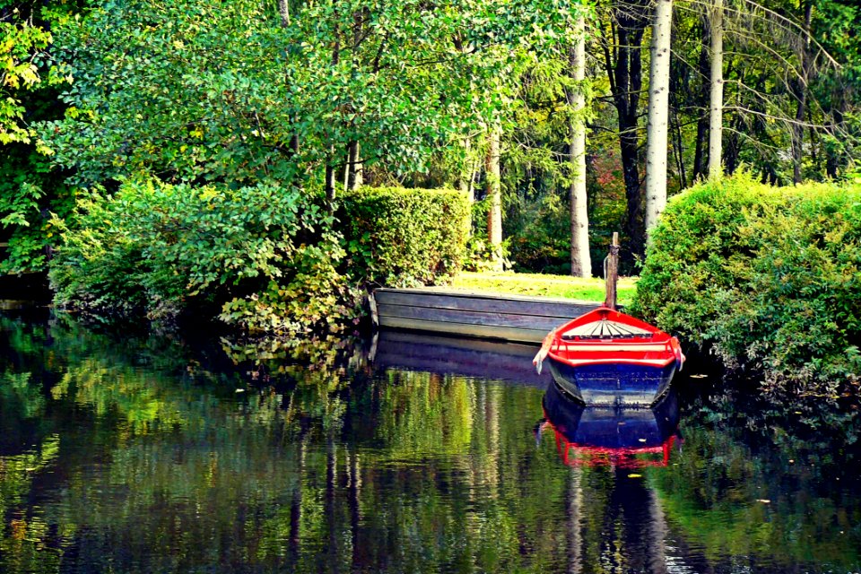 Boat Moored To Banks In Park