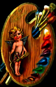 Vintage Cupid Painting Art