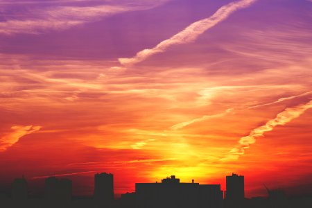 City Skyline At Sunset