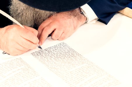 Man Writing With Quill Pen photo