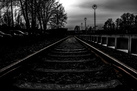 Railroad Tracks In Black And White