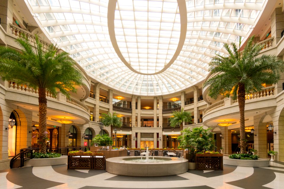Fountain In Contemporary Lobby