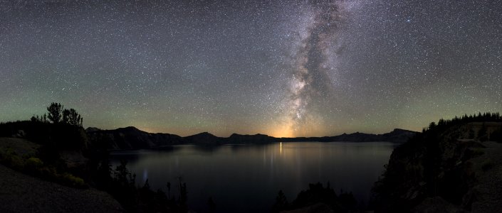 Starry Night Sky Over Crater Lake