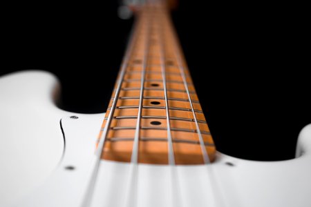 White And Brown Electric Bass Guitar photo