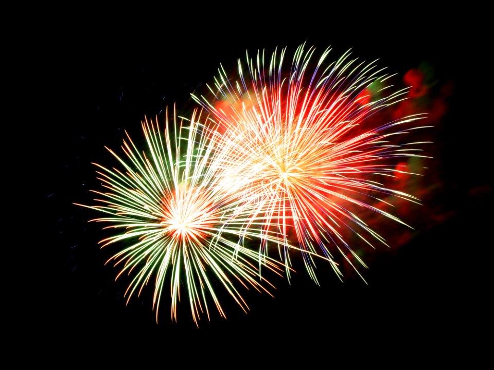 White Red And Green Fireworks