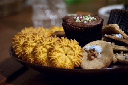 Round Tray Of Assorted Cookies Tarts Cupcakes photo