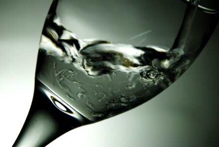 Clear Water In Wine Glass photo