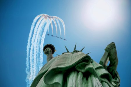 Airplanes Over Statue Of Liberty