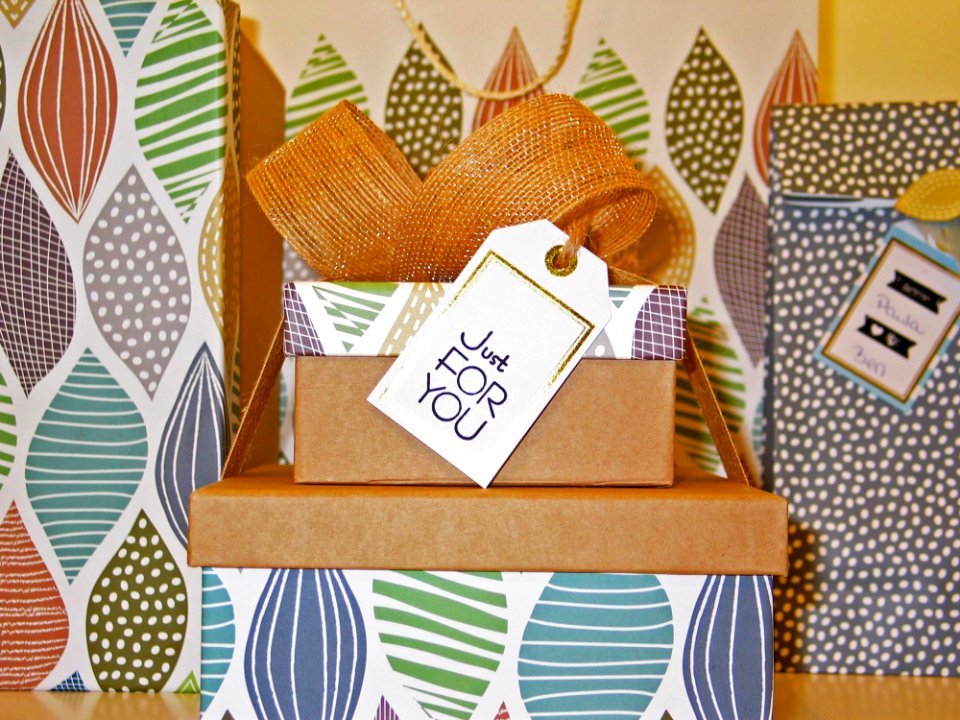 Birthday Presents With Bow And Tag