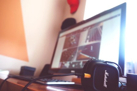 Computer And Headphones photo