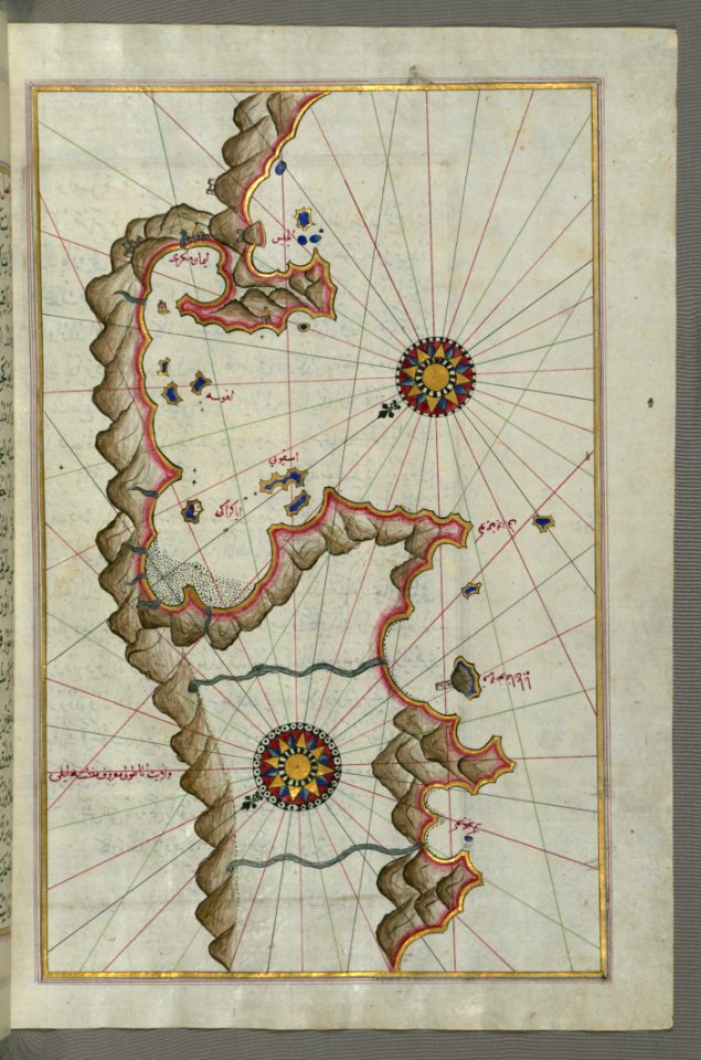 Illuminated Manuscript Map Of Unidentified Islands Off The Southern Anatolian Coast From Book On Navigation Walters Art Museum