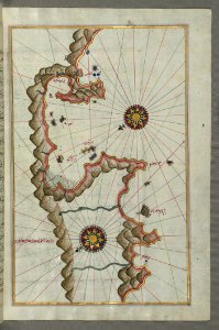 Illuminated Manuscript Map Of Unidentified Islands Off The Southern Anatolian Coast From Book On Navigation Walters Art Museum