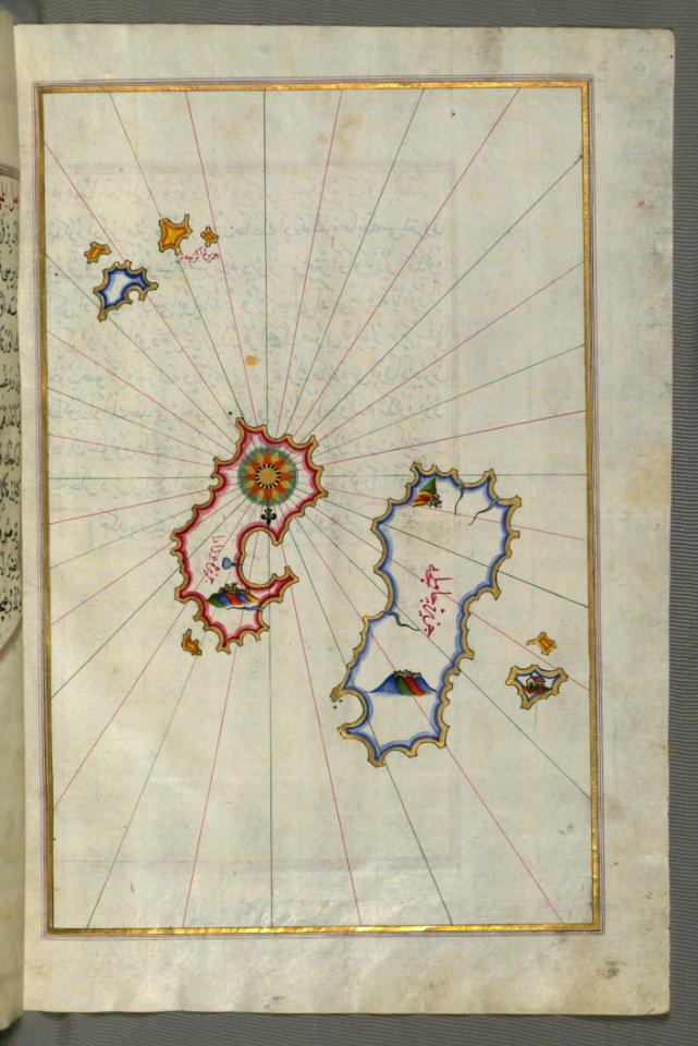Illuminated Manuscript Map Of The Aloneses (amla) From Book On Navigation Walters Art Museum Ms W658 Fol364b