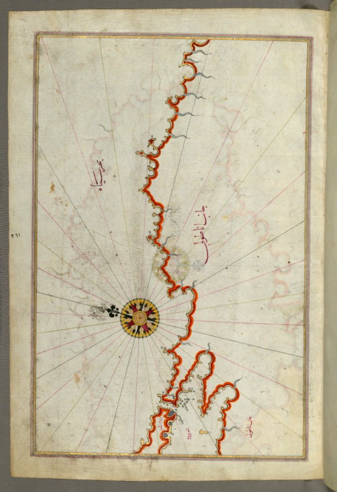 Illuminated Manuscript Map Of The Coast Of The Black Sea From Istanbul To Geresun From Book On Navigation Walters Art Museum Ms