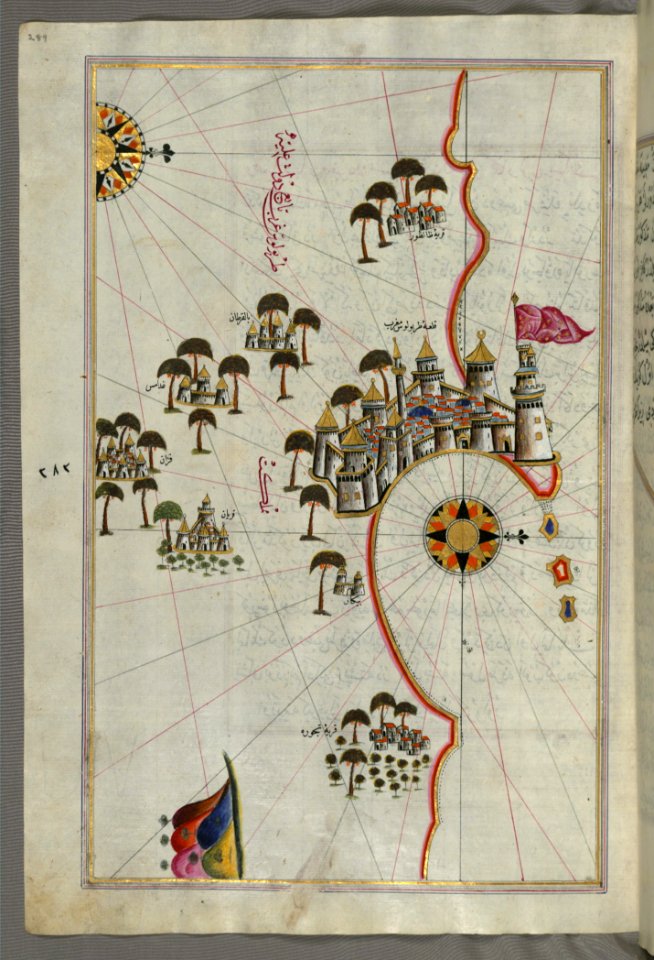 Illuminated Manuscript Map Of The Fortress Of Tripoli (Ṭarābulus-i Maghrib) And The Surrounding Area From Book On Na