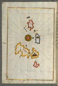 Illuminated Manuscript Map Of The Islands Foleandros And Ios (nyos nye) From Book On Navigation Walters Art Mus