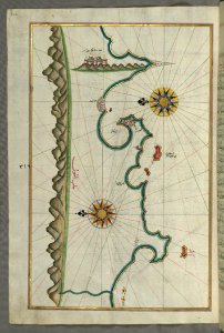 Illuminated Manuscript Map Of The Anatolian Coast With The City Of Silifke From Book On Navigation Walters Art Museum Ms W658