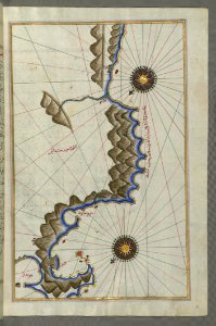 Illuminated Manuscript Map Of Unidentified Islands Off The Southern Anatolian Coast From Book On Navigation Walters Art Museum M