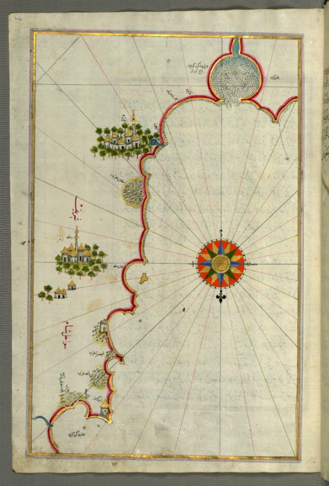Illuminated Manuscript Map Of The Syrian Coast And The Cities Gaza (Ghazzah) And Ramlah (present-day