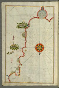 Illuminated Manuscript Map Of The Syrian Coast And The Cities Gaza (Ghazzah) And Ramlah (present-day