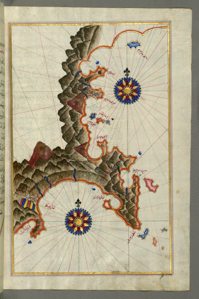 Illuminated Manuscript Map Of The Anatolian Coast East Of Finike From Book On Navigation Walters Art Museum Ms W658 Fol336b