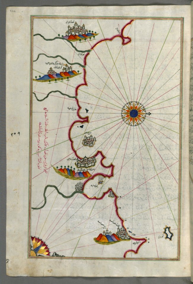 Illuminated Manuscript Map Of The Moroccan Coast From The City Of Tetouan (Titwān) West From Book On Navigation Walte