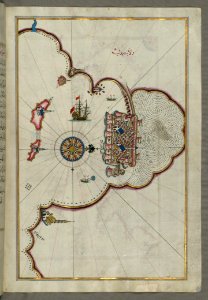 Illuminated Manuscript Map Of The City Of Taranto (Tarānde) In The Province Of Puglia (Pūlye)(Western
