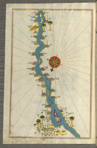 Illuminated Manuscript Map Of Oases And Villages Along The River Nile As Far As Sīdī Mūs From Book On Navigation Walters Ar