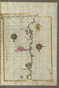 Illuminated Manuscript Map Of The Eastern Mediterranean Coast Beginning With The Island Of Khātūn As Far As Latakia (Lādh