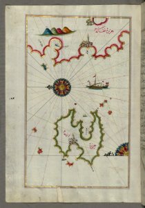 Illuminated Manuscript Map Of The Island Of Unije (Uniye) South Of Loinj (Feghāle) Island (Croatiaampx