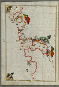 Illuminated Manuscript Adriatic Coast From Budva To Dubrovnik (Dūbre Venedīk) From Book On Navigation Walters Art M
