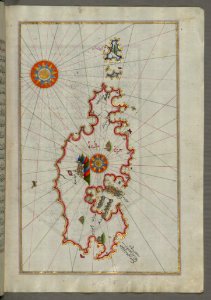 Illuminated Manuscript Map Of The Island Of Malta (Māltah) From Book On Navigation Walters Art Museum Ms W658 Fol