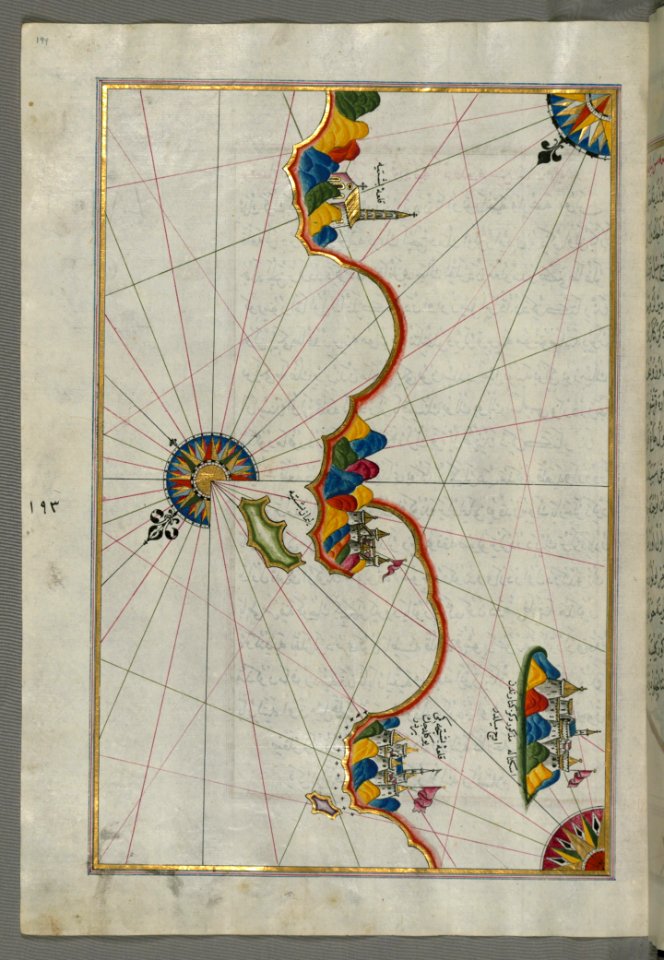 Illuminated Manuscript Map Of The Italian Coast Around Around Peschici North Of Mafredonia From Book On Navigation Walters Art M