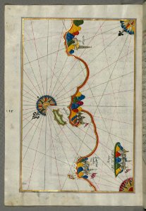 Illuminated Manuscript Map Of The Italian Coast Around Around Peschici North Of Mafredonia From Book On Navigation Walters Art M