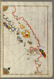 Illuminated Manuscript Map Of The Adriatic Coastline From Dubrovnik North From Book On Navigation Walters Art Museum MsW658 F