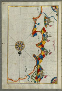 Illuminated Manuscript Map Of Eastern Coast Of Calabria Around Rossano From Book On Navigation Walters Art Museum Ms W658 Fol photo