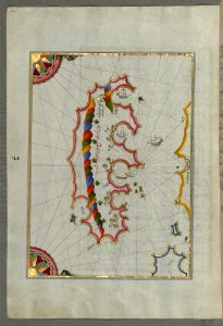 Illuminated Manuscript Map Of The Island Of Mljet (Mīlede) Off Dubrovnik (Croatia) From Book On Navigation