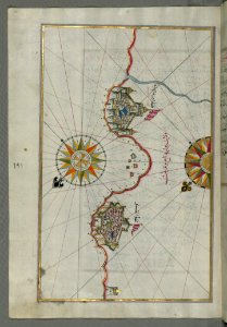 Illuminated Manuscript Map Of The Towns Vasto And Termoli On The Italian Coast From Book On Navigation Walters Art Museum Ms W