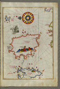Illuminated Manuscript The Island Of Naxos (Nae) In The Southeastern Aegean Sea From Book On Navigation Walters