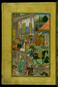 An Awards Ceremony In The Sultan Ibrāhīms Court Before Being Sent On An Expedition To Sambhal From Illuminated Manuscript Ba
