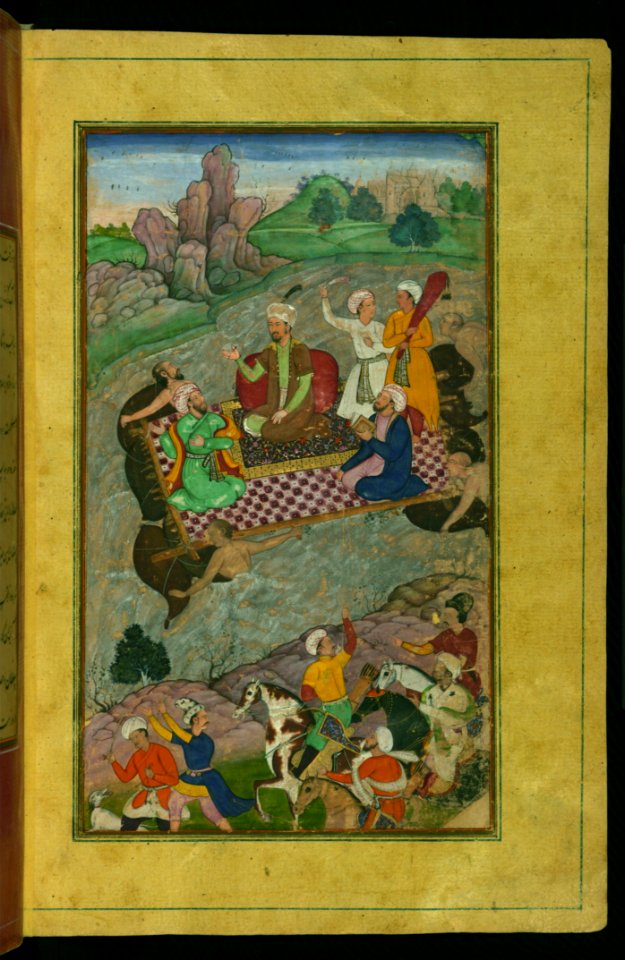 Babur During His Second Hindustan Campaign Riding A Raft From Kunar Back To Atar From Illuminated Manuscript Baburnama (Me