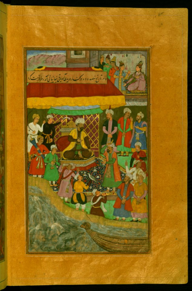 Homage Being Paid To Babur In 910 AH1504 CE By Bāqī Chaghānyānī Near The River Oxus (Daryā Āmū) From Illumina