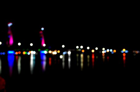 Defocused Image Of Illuminated Lights At Night photo