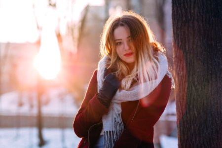 Portrait Of Young Woman During Winter