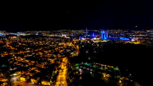 Illuminated City Skyline At Night