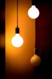 Illuminated Light Bulbs In Fixture photo