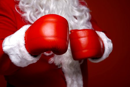 Santa Claus Wearing Boxing Gloves photo