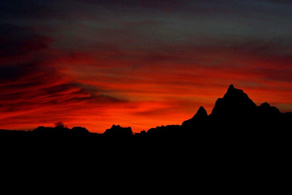 Silhouette Photo Of Mountains During Golden Hour photo