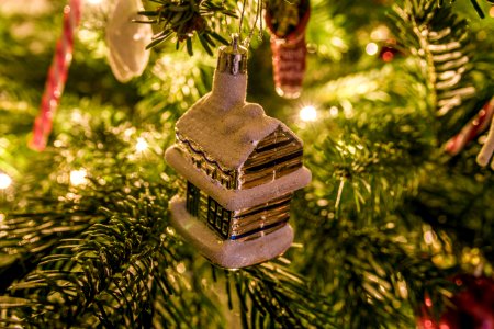 Christmas Ornaments Hanging On Christmas Tree